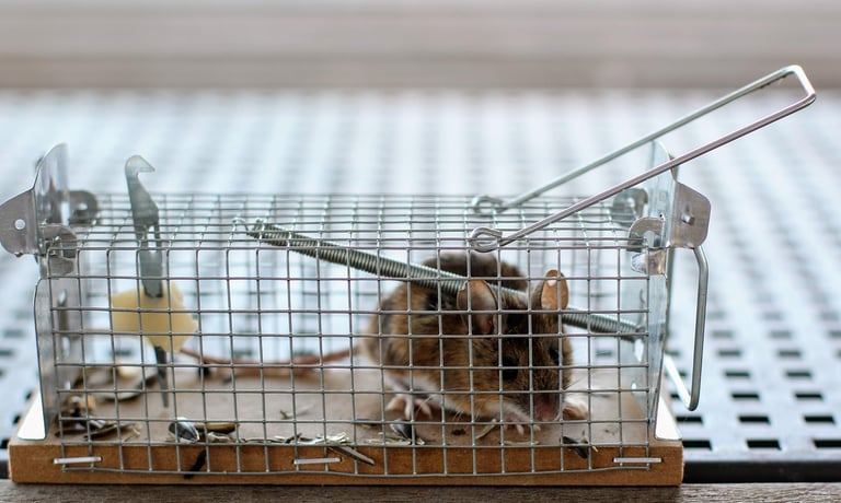 souris conicée dans une nasse pour une lutte alternative sans produit chimique