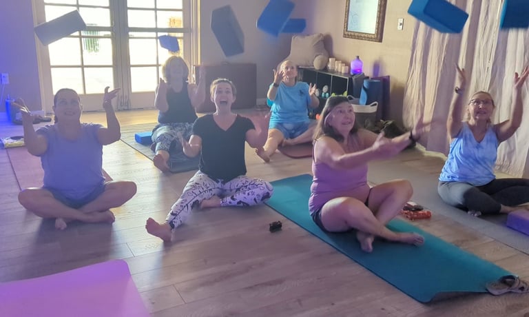 yoga class fun sip stretch party