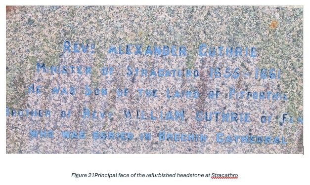 Principal fac e of Alexander Guthrie's refurbished headstone