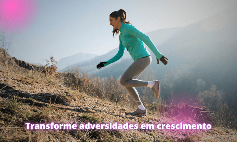 mulher corre montanha acima superando desafios
