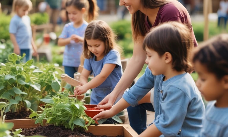 Children exploring nature with hands-on science activities outdoors.