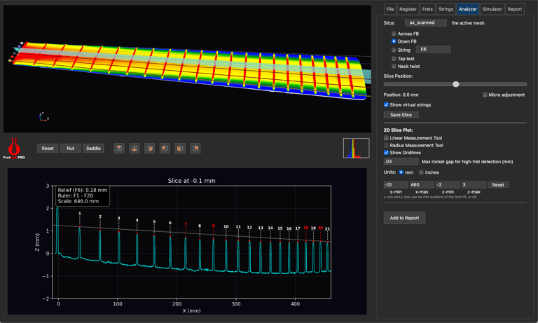 FretLab PRO 3D diagnostics