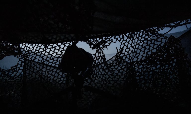 photo d'un affût à la nuit tombante