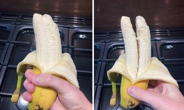 a person holding a banana peeler in their hand