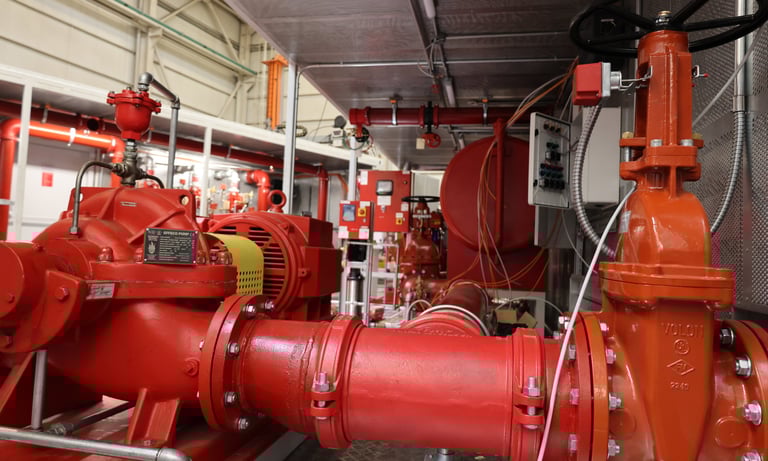 a red fire hydrant with a red fire hydrant in the background
