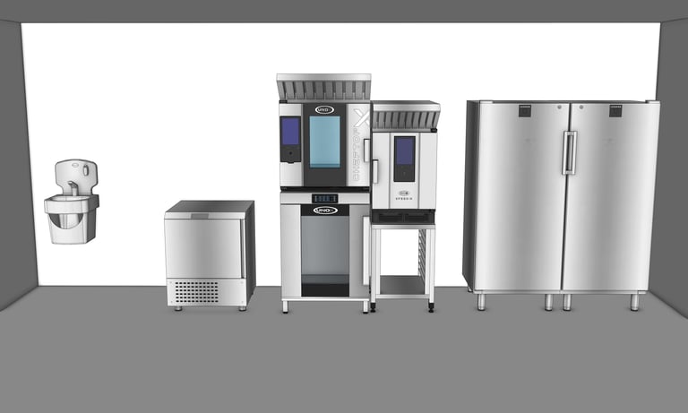Petite cuisine professionnelle avec cuisson et froid