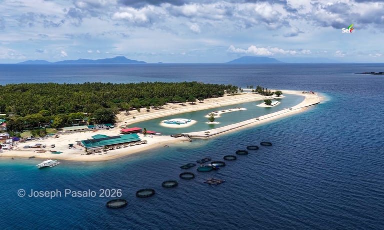 Aerial view of Man made lagoon in Masbate