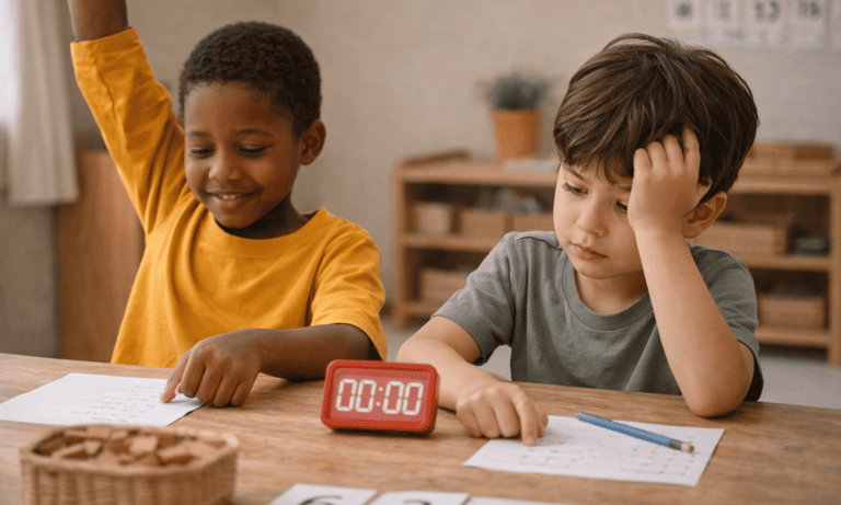 png image of a kid's conflicting-reactions-to-the-math-test