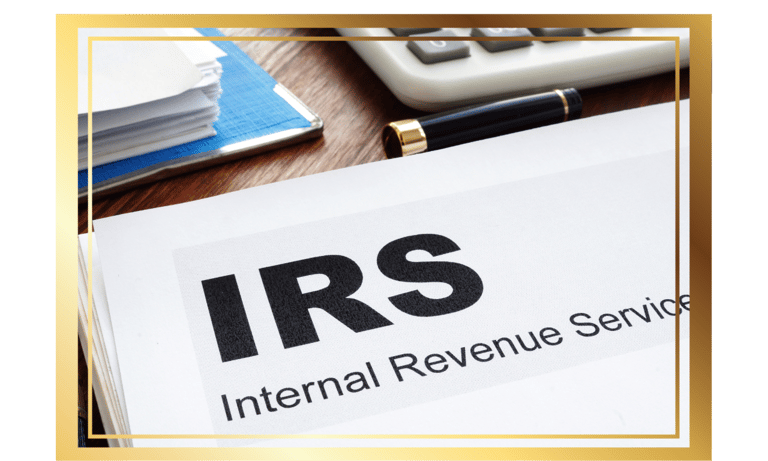 a paper on the desk with IRS logo