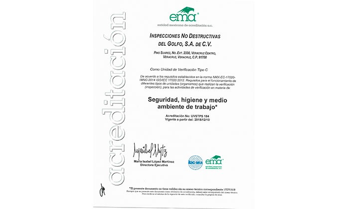 ema  Seguridad, higiene y medio ambiente de trabajo "NOM-020-STPS-2011"  Unidad de Inspección acredi