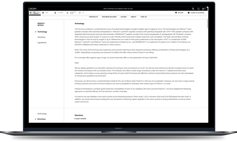 Before reformatted Technology section + Definition Bubbles
