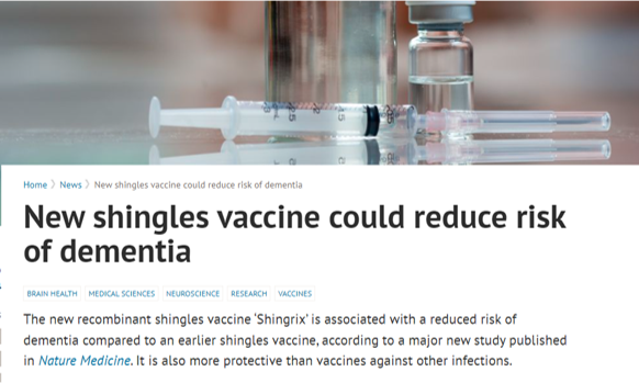 Shingles and reducing dementia risk 