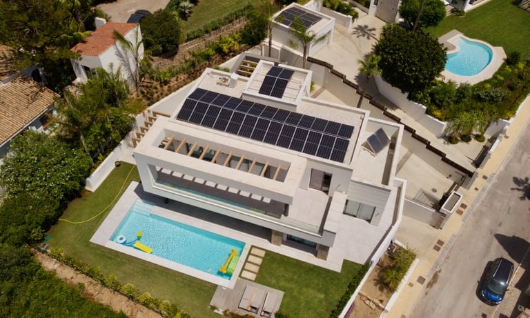 a house with solar panels installed on a roof
