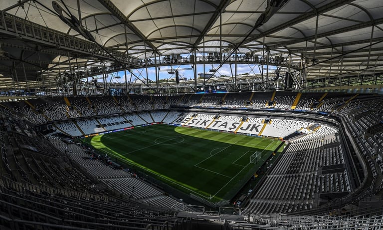 a soccer field with a soccer field and a stadium