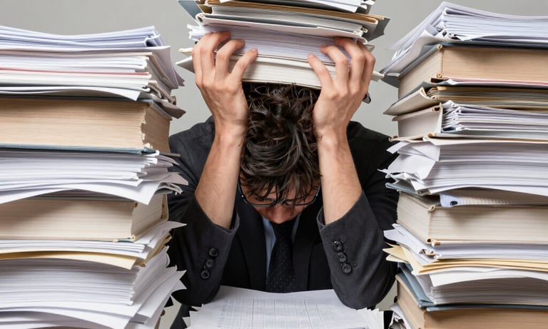 Elegant office desk with legal documents and a laptop, reflecting a premium consulting environment.