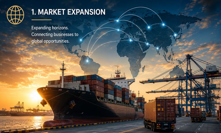 International market expansion through global trade and export opportunities