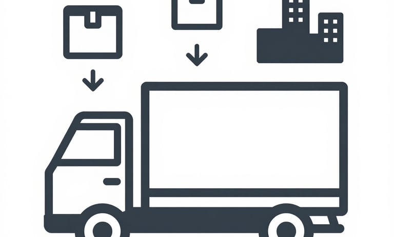 A truck driver checking a digital tablet while parked at a busy freight terminal.