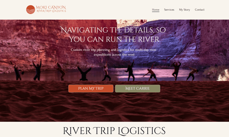 Moki Canyon River Trip Logistics Website Landing Page