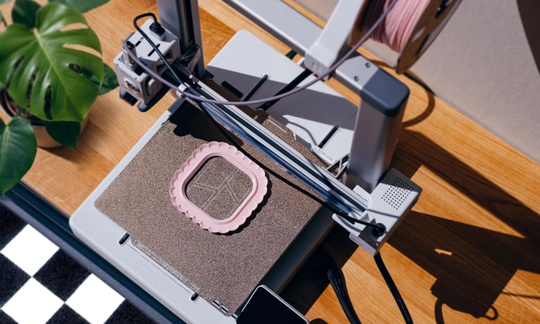 3D printable photo frame being printed on 3D printer, DIY customizable frame