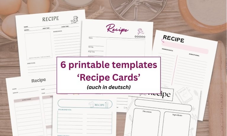 graphic - set of recipe templates - by bizdesignforyou.com