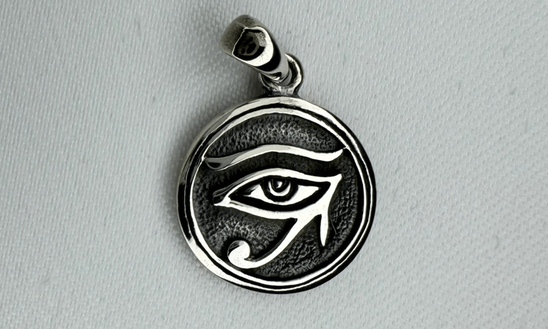 Eye of Ra Disc Sterling Silver Pendant