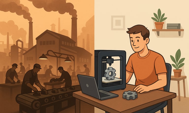 image showing the evolution of item production through 3D printing