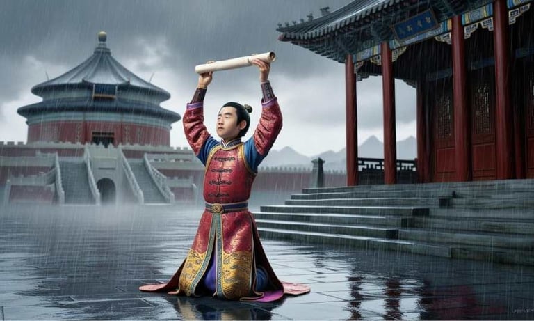 Đoàn Nhữ Hài dâng biểu tạ tội giữa trời mưa gió