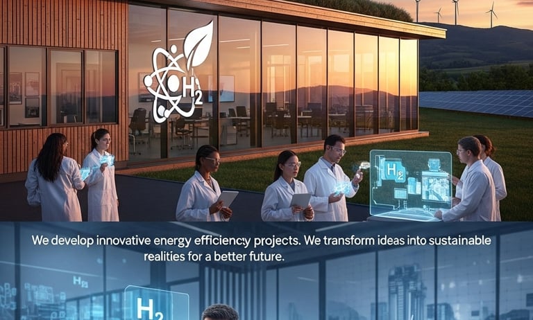 Scientists at Hydrogen Technologies Group working on sustainable green energy and hydrogen fuel cell projects.