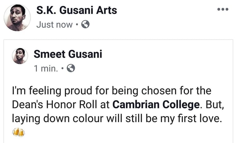 artist smeet k gusani social media post