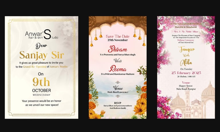 Wedding cards and e-invite design services by The Gravids creative team