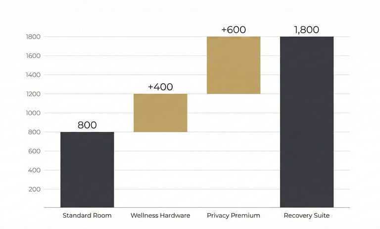 Financial chart demonstrating how in-room wellness amenities increase hotel REVPAR