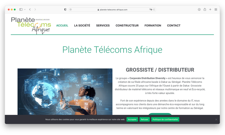 Page d'accueil du site planete-telecom-afrique.com
