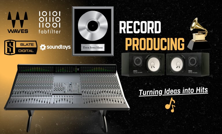 Overseeing the entire production process of a record from the initial concept to the final product