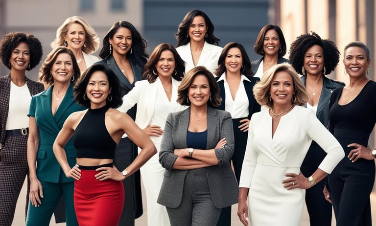 Empowered, confident, and successful group of women who are all dressed well