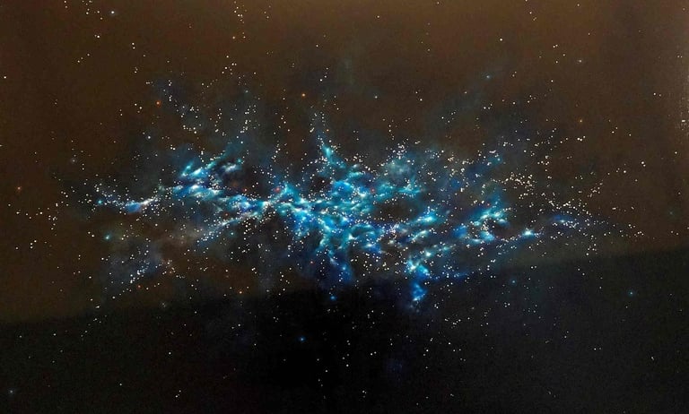 space (cosmic) painting. acrylic on canvas