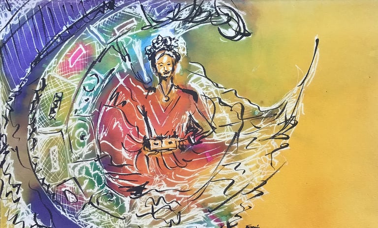 "Celebrando la riqueza cultural de su tierra". Una obra alegre y simbólica.
