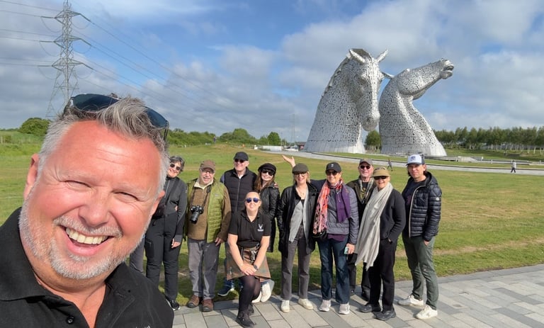 Tour Guide Scotland guests at the Kelpies