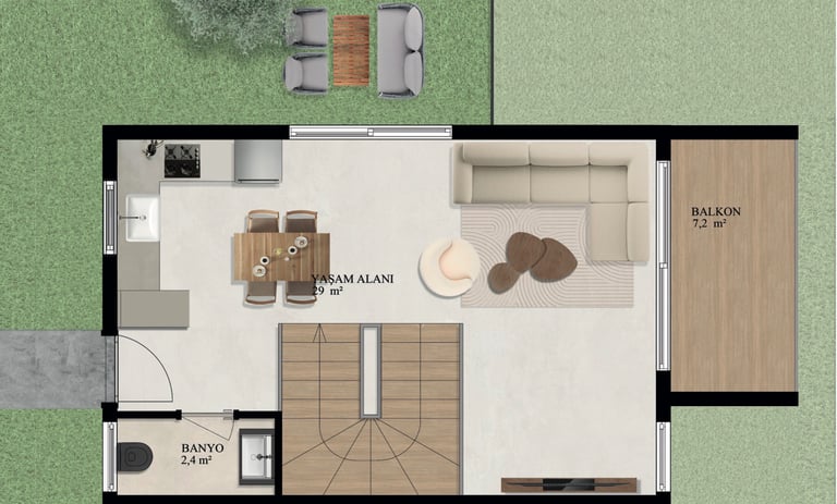 Villa Tip 3 - Zemin Kat Planı