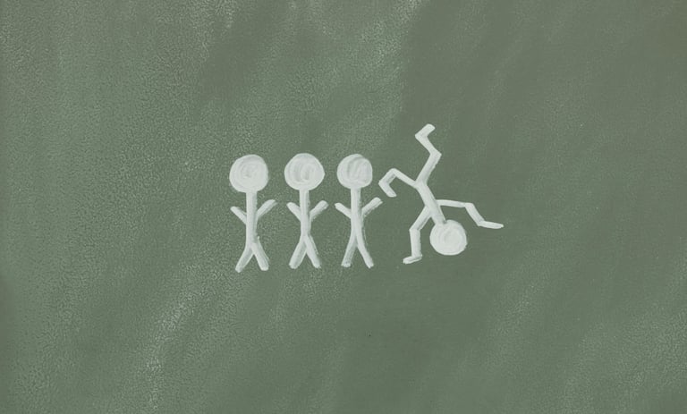 a chalkboard with a drawing of a man and a woman