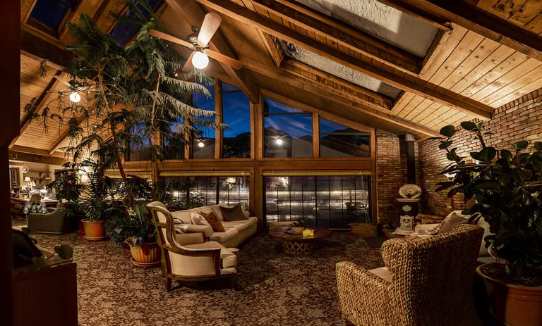 Ouray, CO real estate highly recommended commercial property branding hotel lobby at twilight