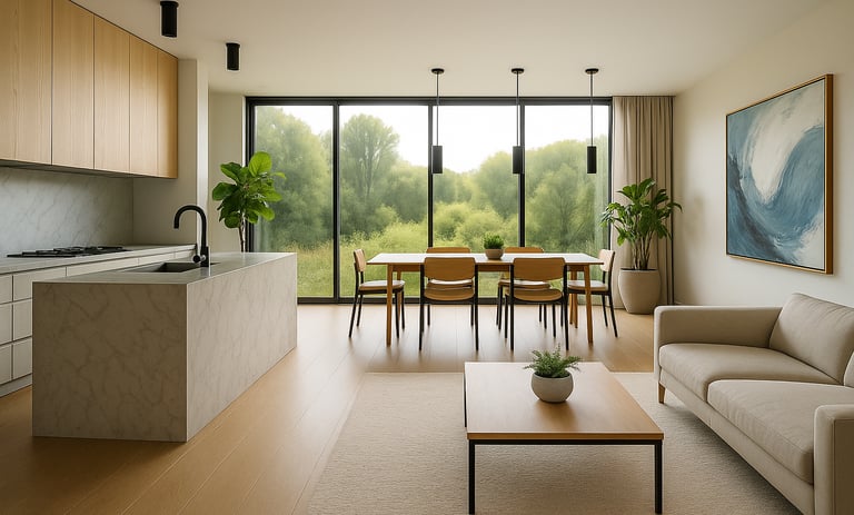 Minimalistisches Interior Design mit Naturbezug
