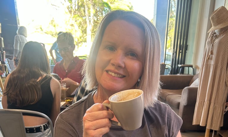 saira mussared having a coffee