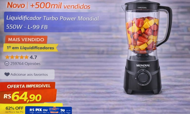 a blender with fruit in it and a price tag on the side