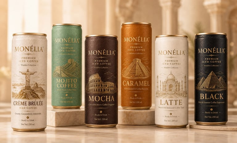 MONÉLIA ready-to-drink iced coffee for retail HoReCa distributors and global markets