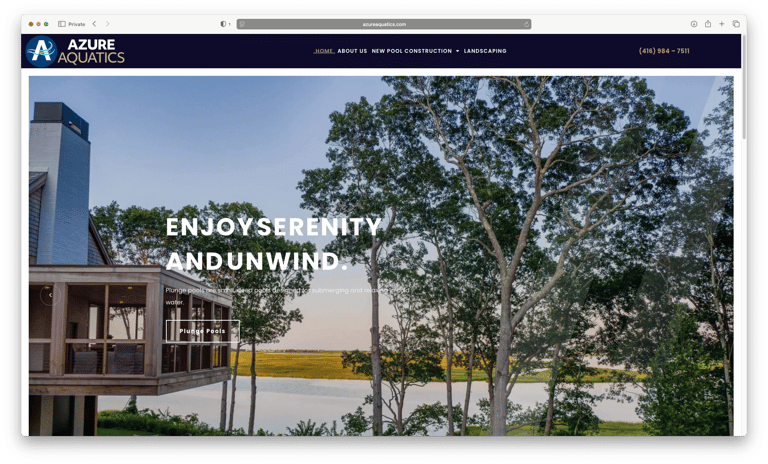 Azure Aquatics - website - home page
