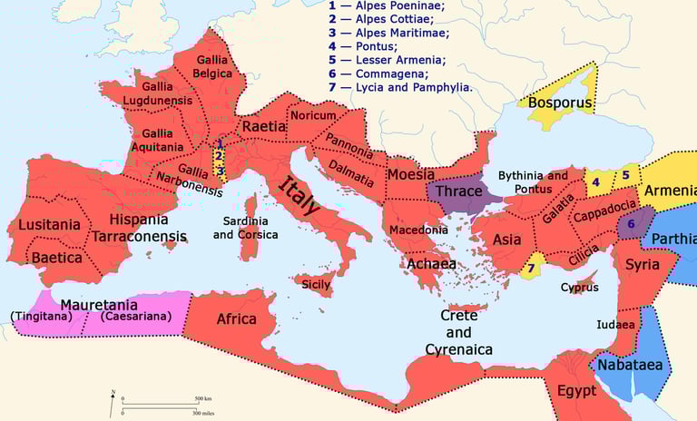 MAPA IMPERIO ROMANO DURANTE REINADO DE CALIGULA