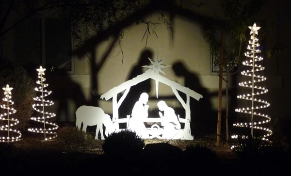 front lighting for outdoor Nativity