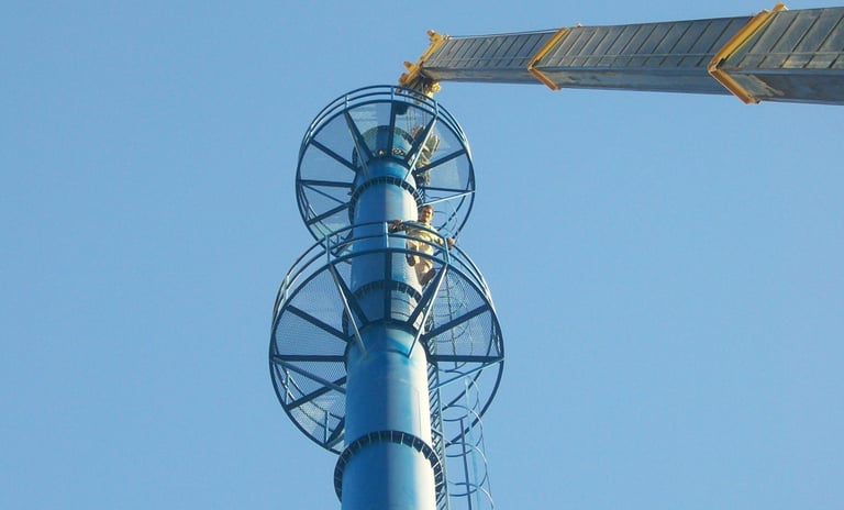 Steel tower structure fabrication and installation at Al Mudaihes Steel Plant Riyadh by AMA Contract