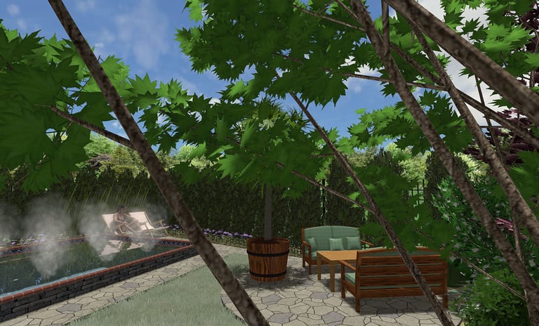 projektowanie ogrodów marzeń gliwice projekt ogrodu z basenem gliwice patio relaksu mały ogród