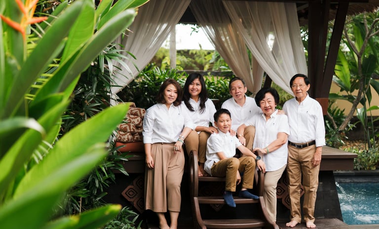 luxury family photographer in Bali capturing a multi-generation portrait at The St. Regis Bali Resort